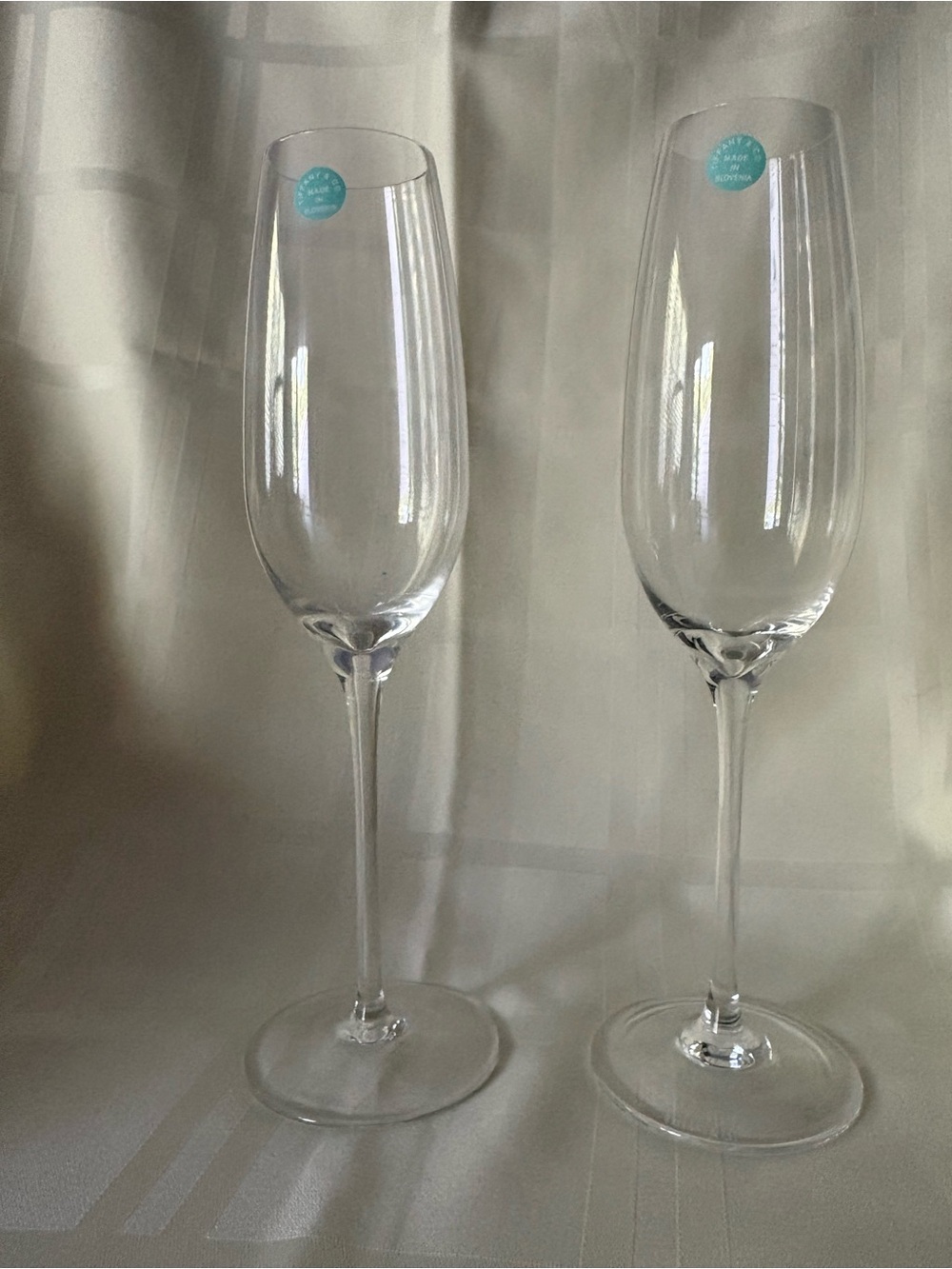 Tiffany & Co. Clear Crystal Champagne Flutes (Pair)